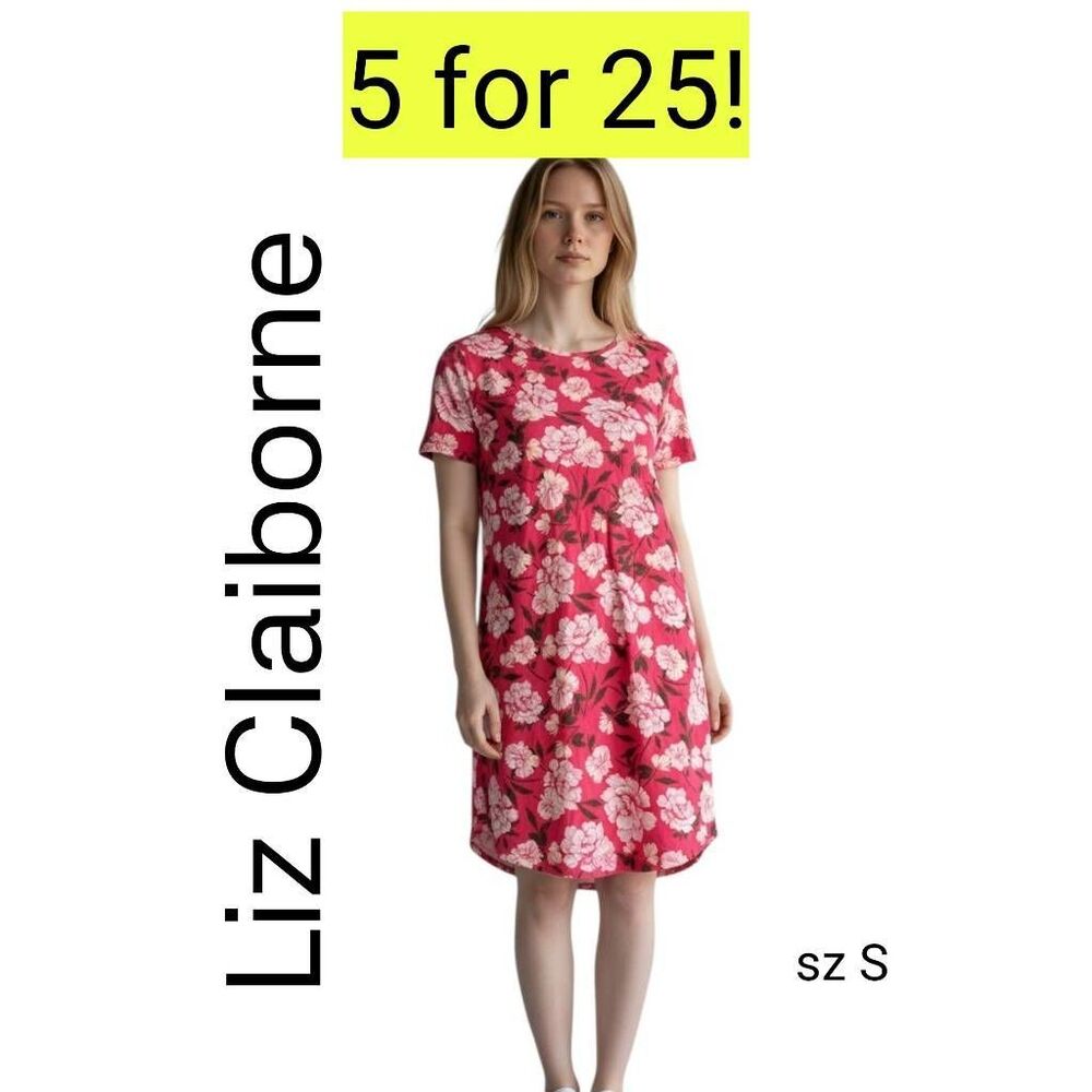 Liz Claiborne Pink Floral Soft Comfortable Sleeping Gown Pajamas